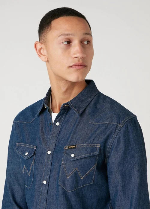 Wrangler Long Sleeve Western Shirt Dark Stone