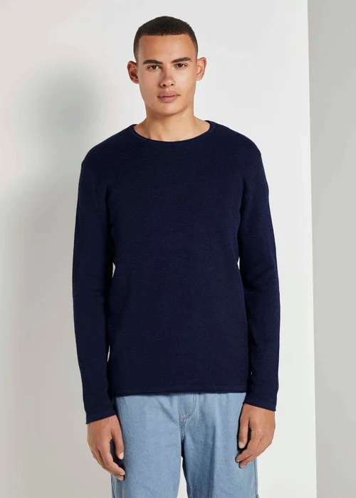 Tom Tailor Textured Sweater Sky Captain Blue Non Solid