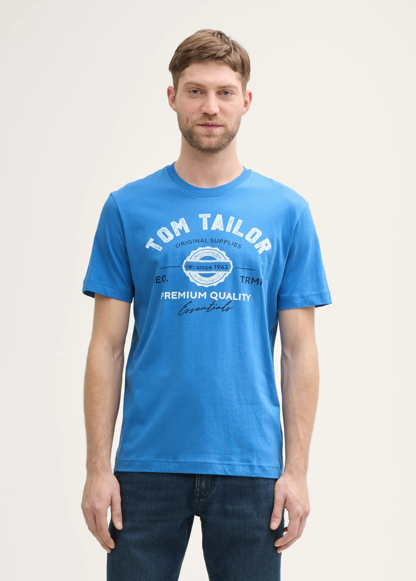 Tom Tailor T Shirt With Logo Print Sapphire Blue