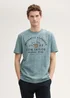 Tom Tailor T Shirt With Logo Print Grey Mint Navy Injected