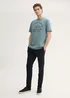 Tom Tailor T Shirt With Logo Print Grey Mint Navy Injected