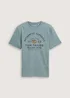 Tom Tailor T Shirt With Logo Print Grey Mint Navy Injected