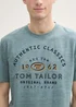 Tom Tailor T Shirt With Logo Print Grey Mint Navy Injected