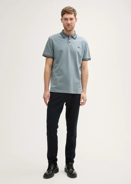 Tom Tailor Piqu Polo Shirt With Stretch Grey Mint