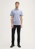 Tom Tailor Piqu Polo Shirt With Stretch Dove Blue White Two Tone Pique