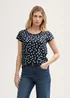 Tom Tailor T Shirt With Round Neckline Navy Green Dots