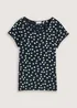 Tom Tailor T Shirt With Round Neckline Navy Green Dots