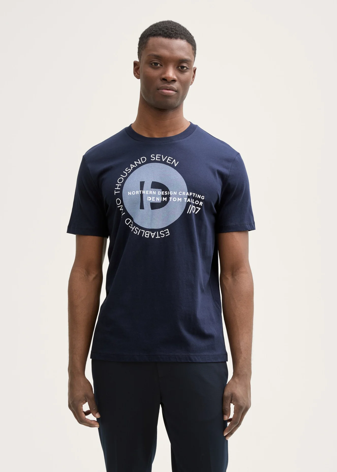 Tom Tailor Basic T Shirt With Logo Print Dark Navy