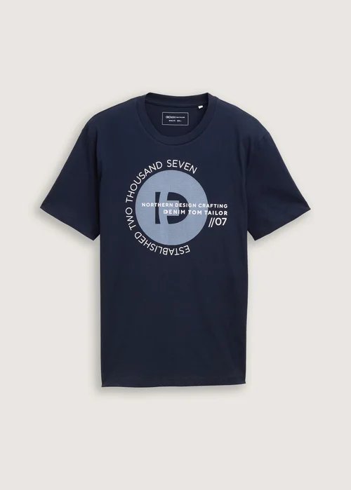 Tom Tailor Basic T Shirt With Logo Print Dark Navy