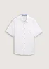 Tom Tailor Regular Fit Short Sleeve Shirt With Linen Content White