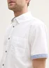 Tom Tailor Regular Fit Short Sleeve Shirt With Linen Content White