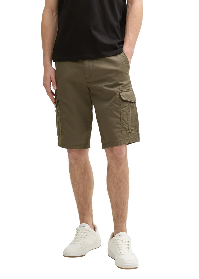 Tom Tailor Cargo Shorts With Pockets Olive Triangle Print