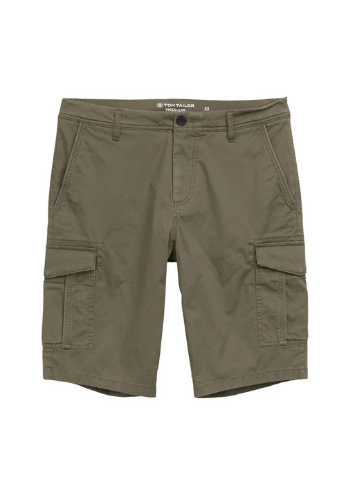 Tom Tailor Cargo Shorts With Pockets Olive Triangle Print