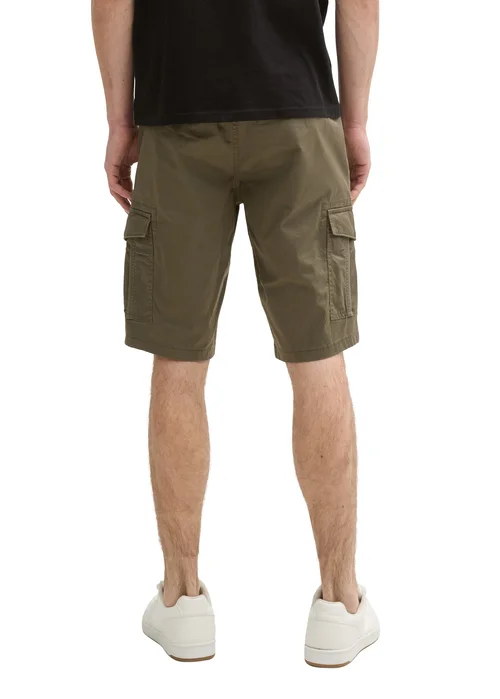 Tom Tailor Cargo Shorts With Pockets Olive Triangle Print