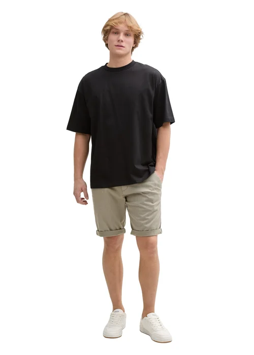 Tom Tailor Regular Fit Chino Shorts With Belt Olive Mini Houndstooth