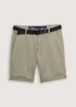 Tom Tailor Regular Fit Chino Shorts With Belt Olive Mini Houndstooth