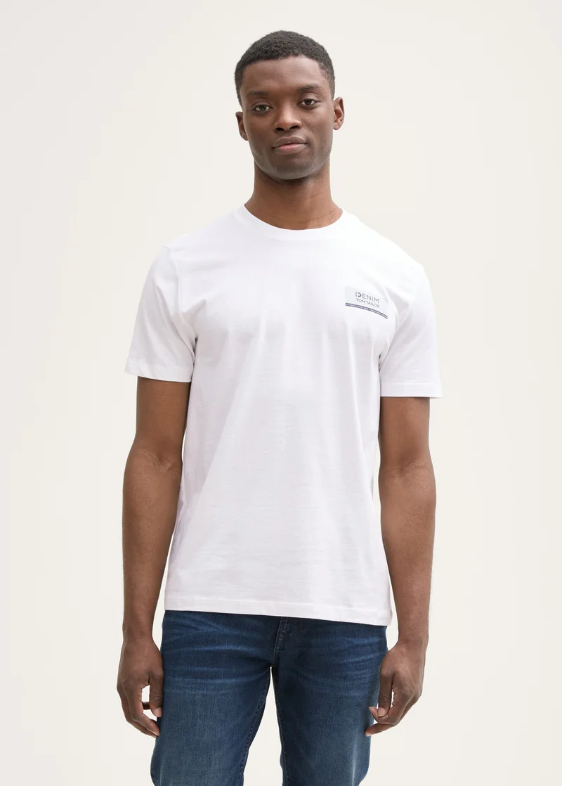 Tom Tailor Basic T Shirt With Logo Print Outdoor White