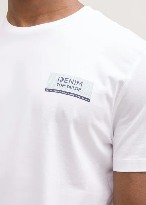 Tom Tailor Basic T Shirt With Logo Print Outdoor White