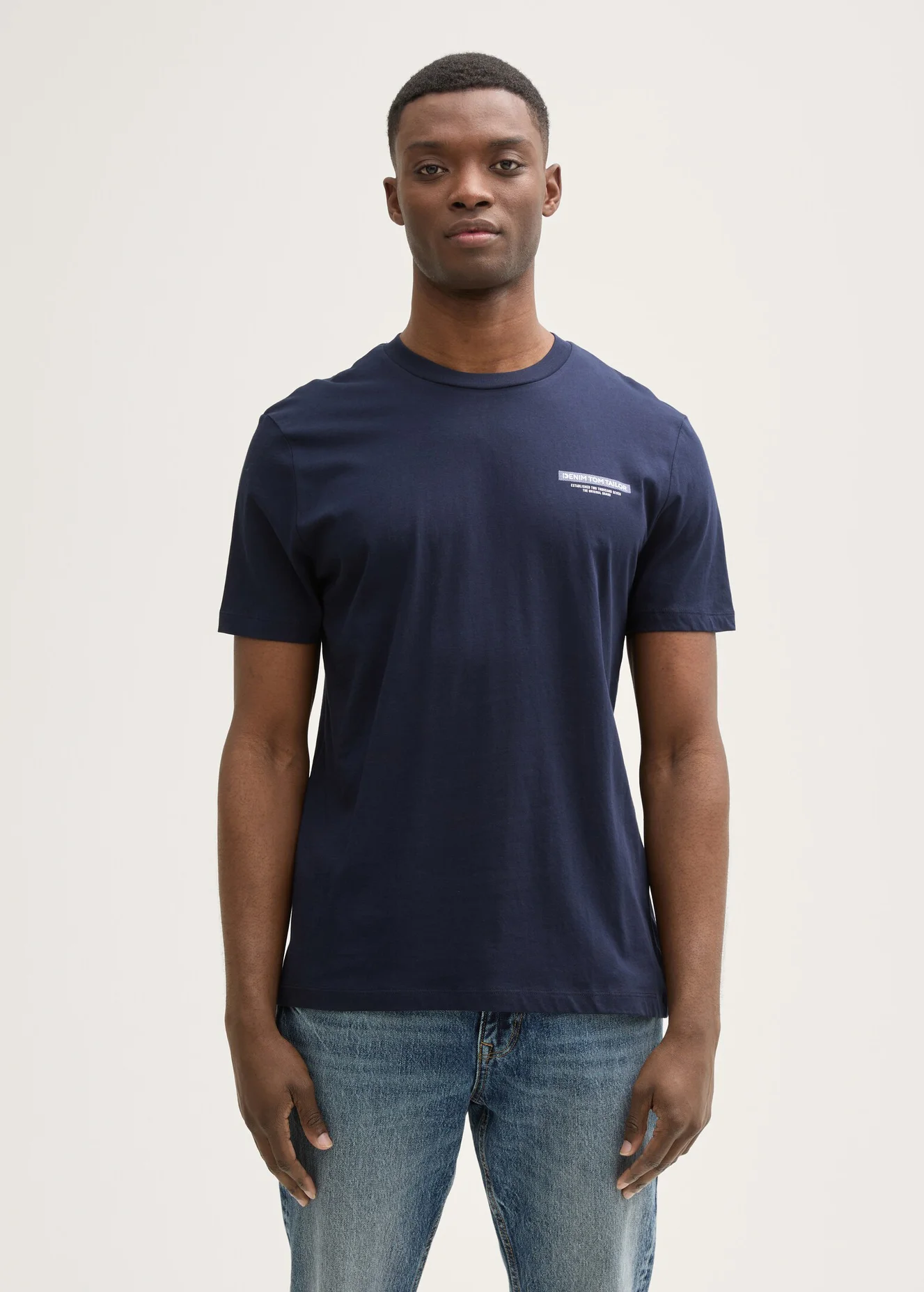 Tom Tailor Basic T Shirt With Logo Print Nautical Navy
