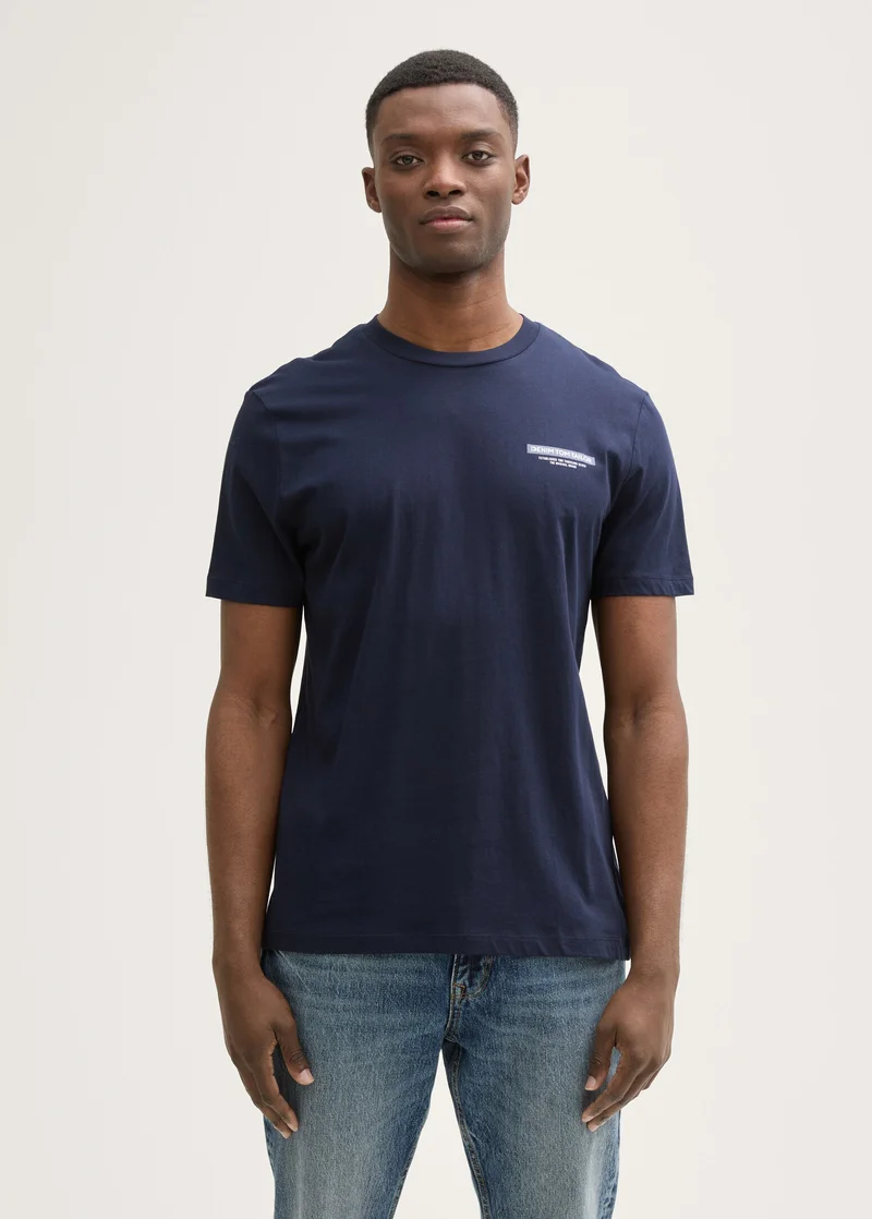 Tom Tailor Basic T Shirt With Logo Print Nautical Navy