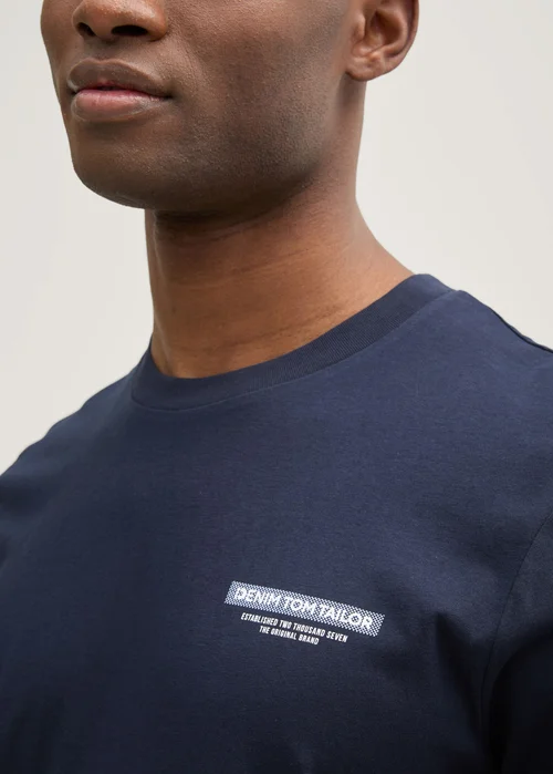 Tom Tailor Basic T Shirt With Logo Print Nautical Navy