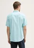 Tom Tailor Regular Fit Short Sleeve Shirt With Linen Content Pastel Turquoise Chambray