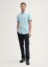 Tom Tailor Regular Fit Short Sleeve Shirt With Linen Content Pastel Turquoise Chambray