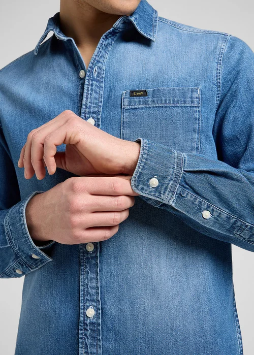 Lee Leesure Shirt Mid Blue Denim