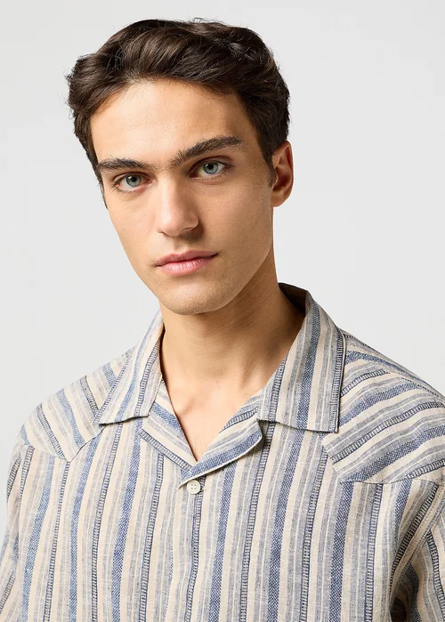 Wrangler Short Sleeve Resort Shirt Indigo Stripe