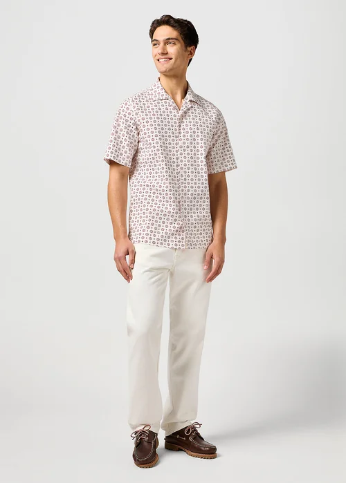 Wrangler Short Sleeve Resort Shirt White Geo