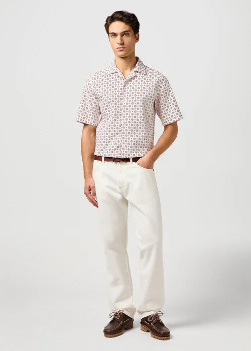 Wrangler Short Sleeve Resort Shirt White Geo