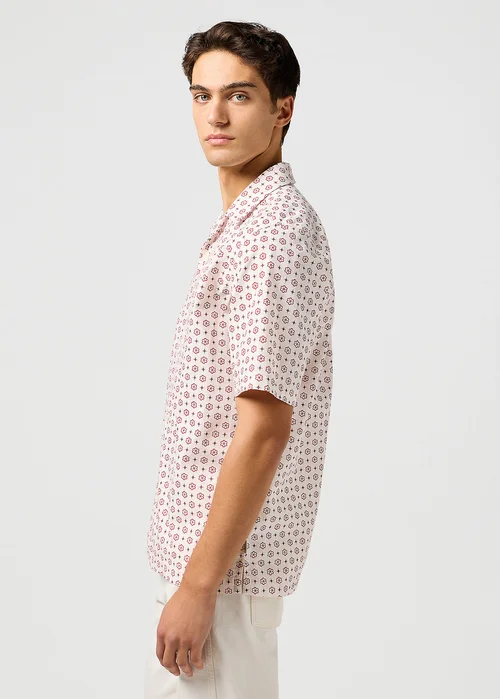 Wrangler Short Sleeve Resort Shirt White Geo