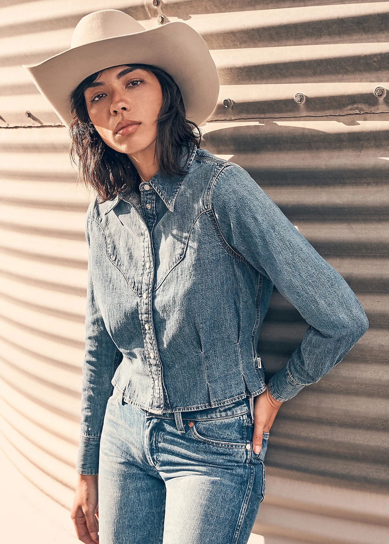 Wrangler Femme Peplum Shirt Light Hand