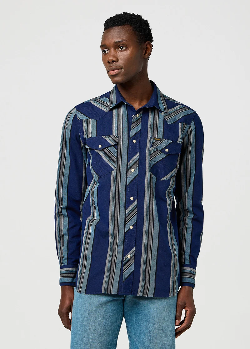 Wrangler Western Indigo Shirt Vintage Blue