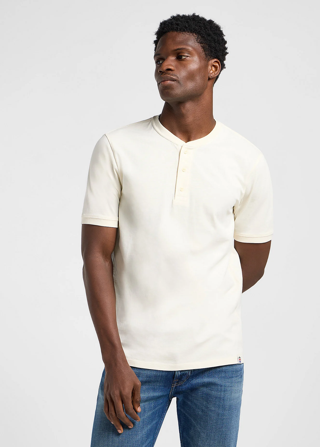 Lee Short Sleeve Henley Tee Ecru