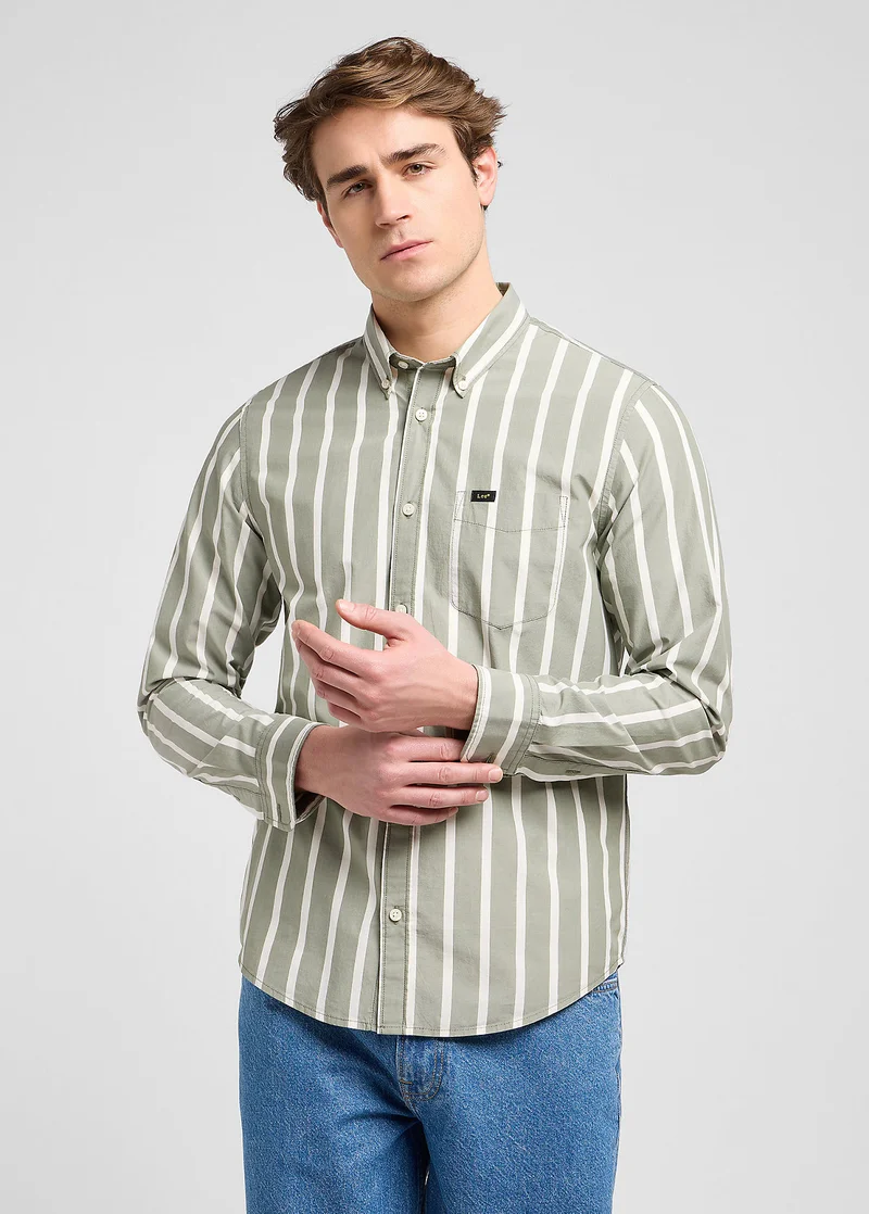 Lee Button Down Olive Stone Stripe