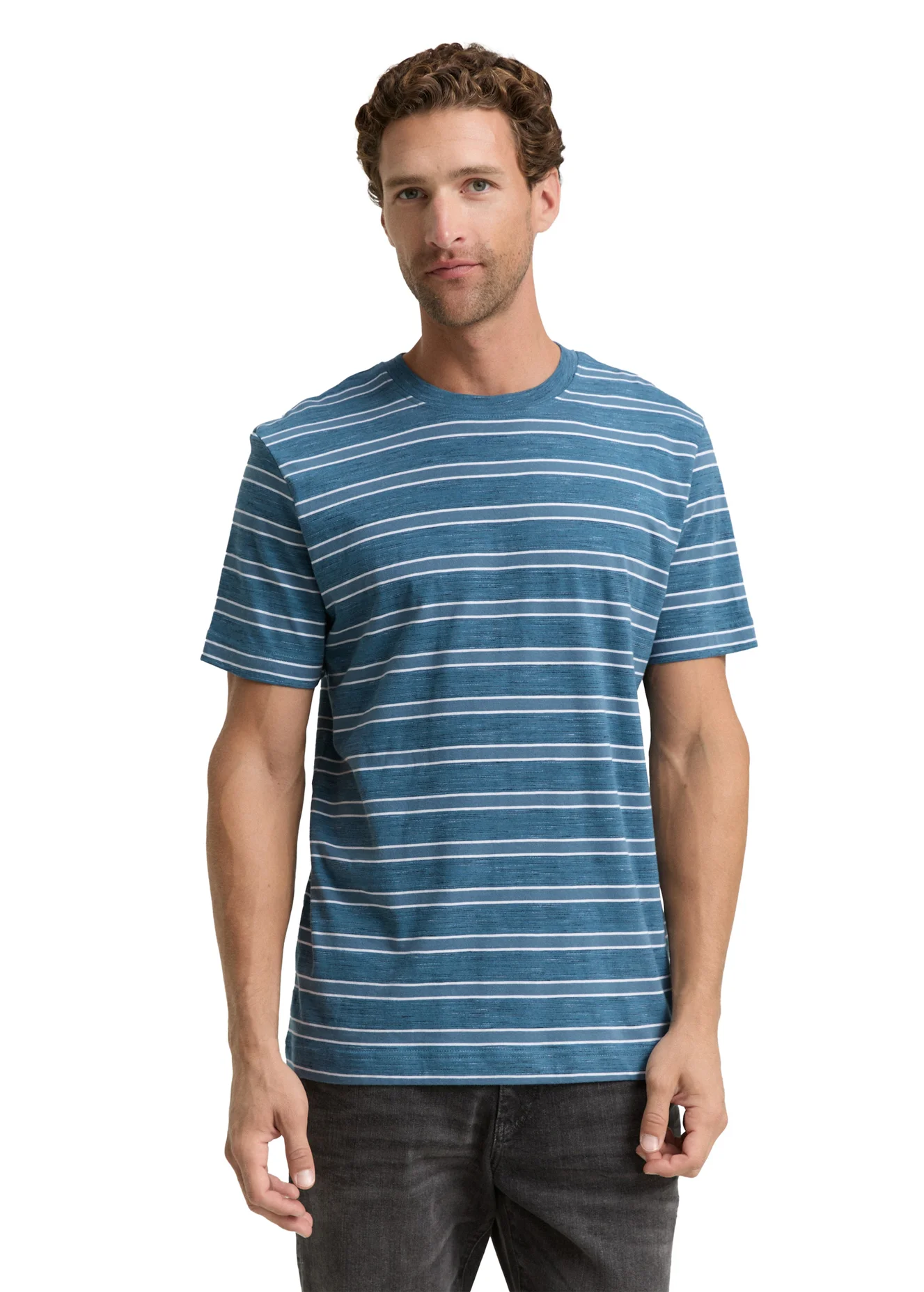 Mustang T Shirt Real Teal Yarn Dye Stripe