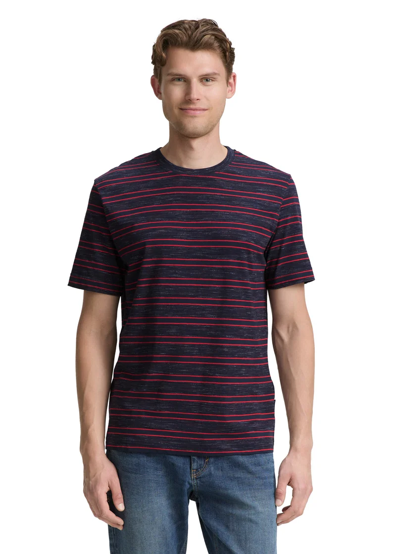 Mustang T Shirt Navy Yarn Dye Stripe