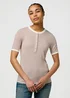 Wrangler Femme Knit Henley Cognac Stripe