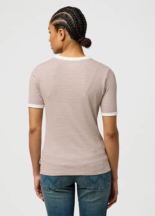 Wrangler Femme Knit Henley Cognac Stripe