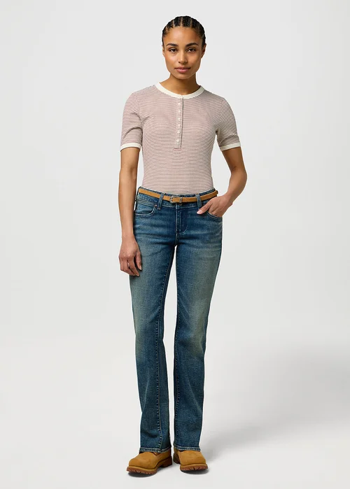 Wrangler Femme Knit Henley Cognac Stripe