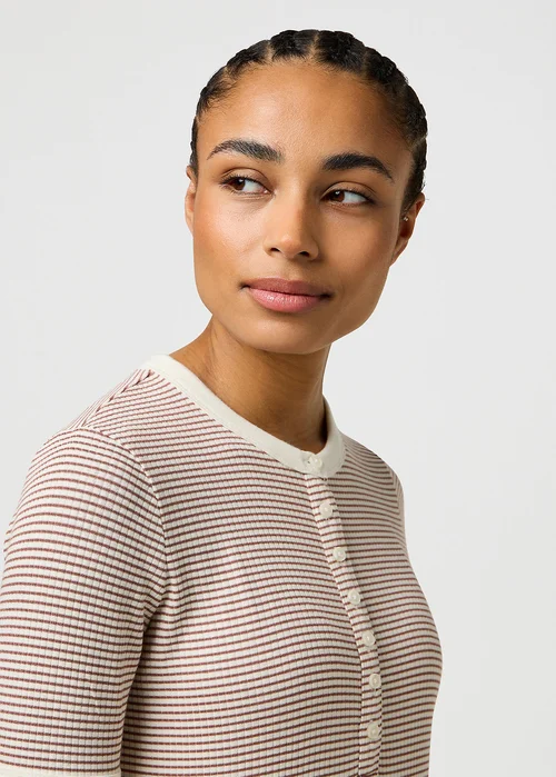 Wrangler Femme Knit Henley Cognac Stripe