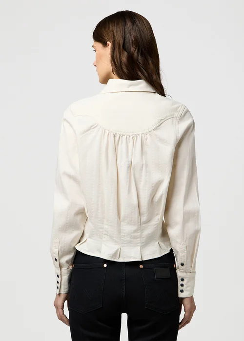 Wrangler Femme Peplum Shirt Pinstar White