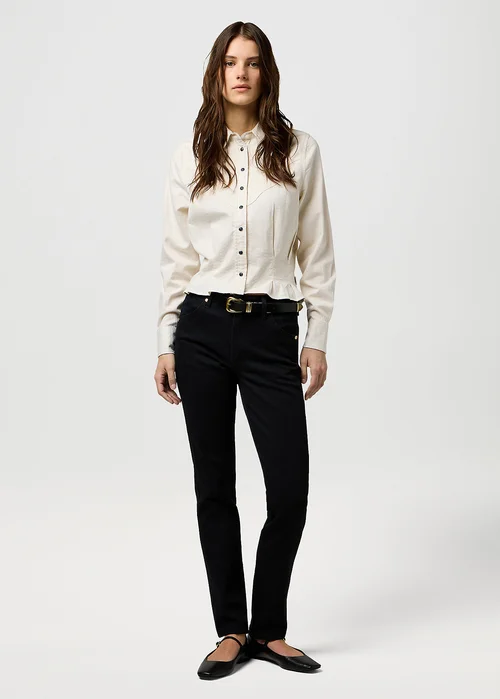 Wrangler Femme Peplum Shirt Pinstar White