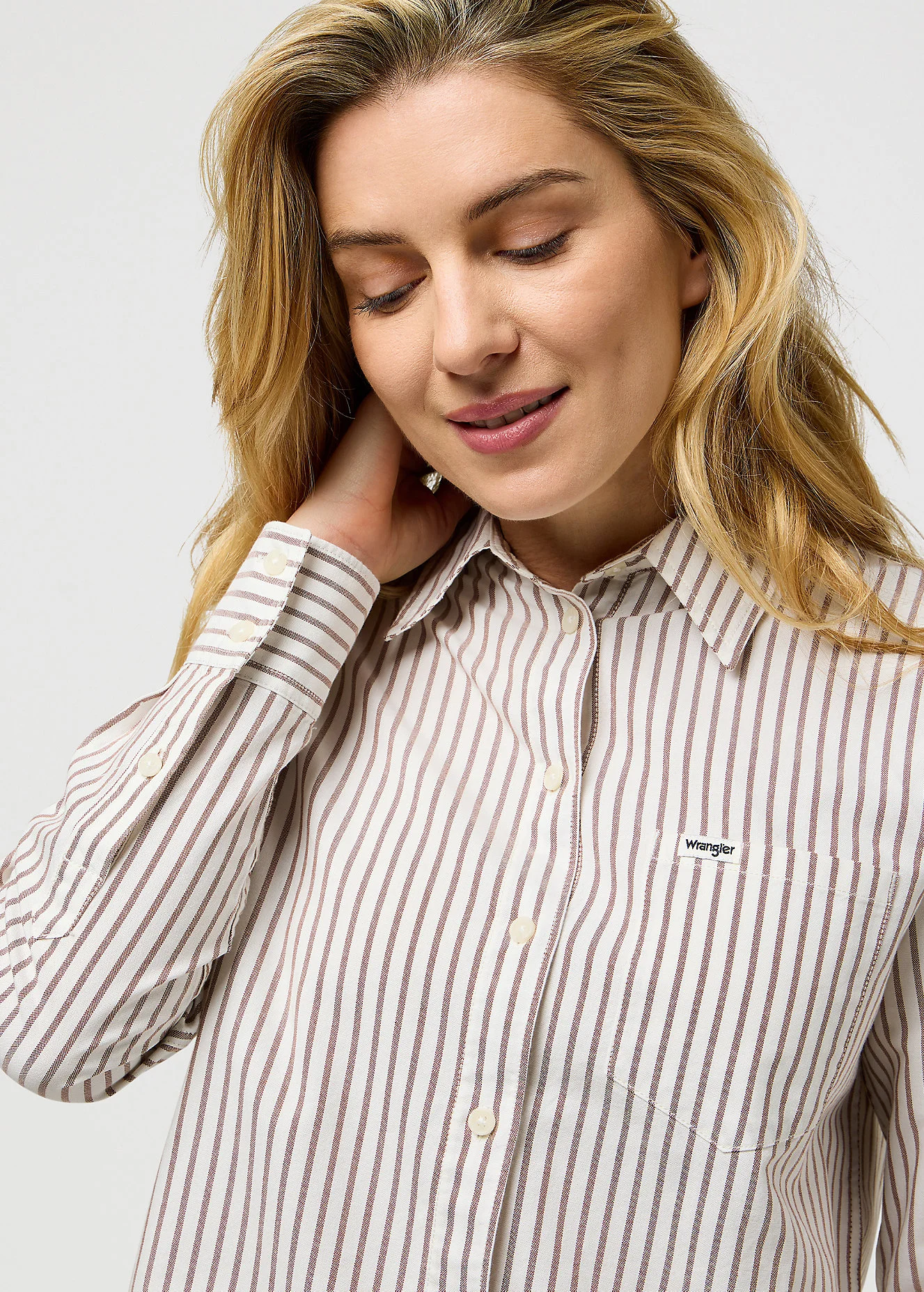 Wrangler One Pocket Shirt Cognac Stripe