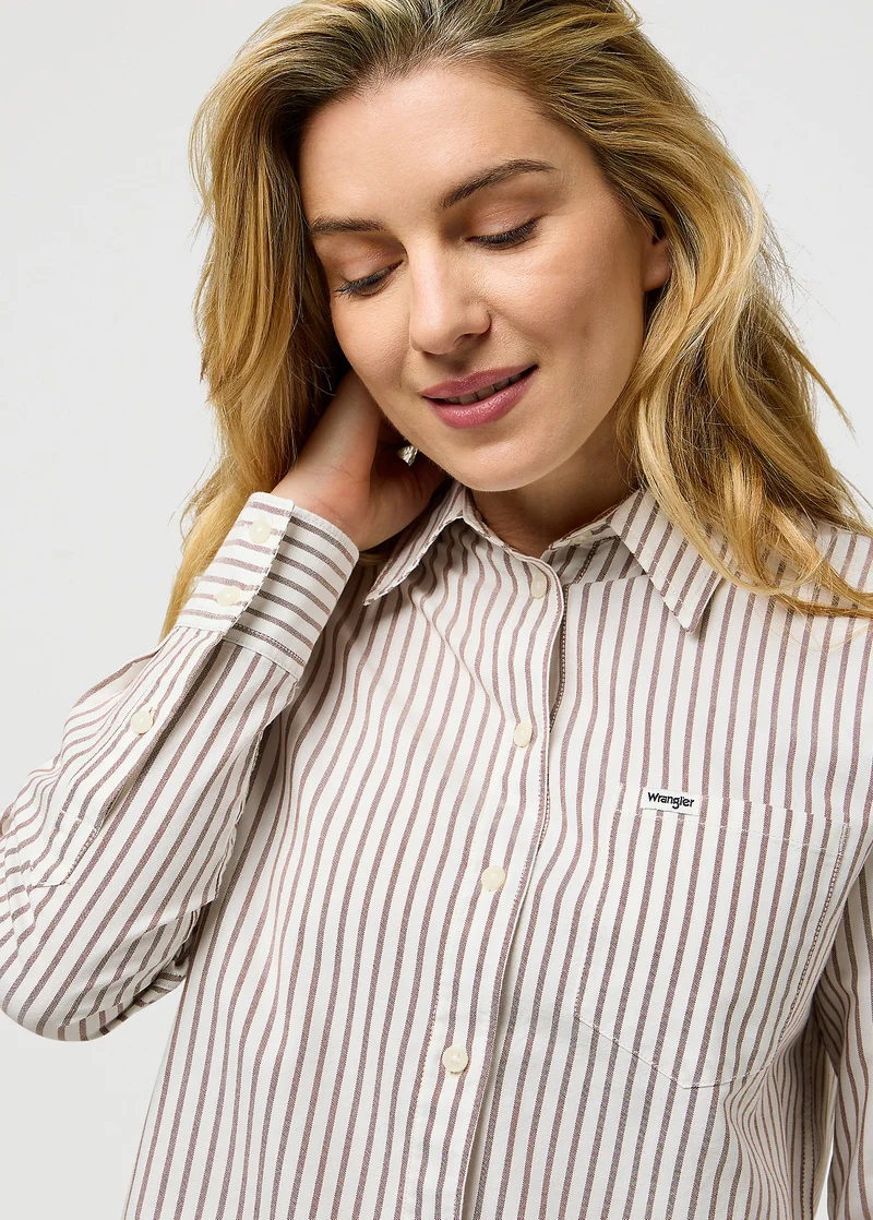 Wrangler One Pocket Shirt Cognac Stripe