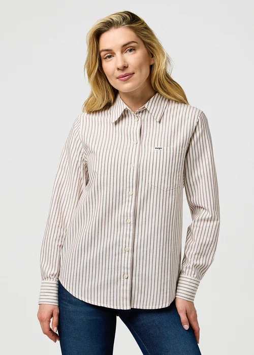 Wrangler One Pocket Shirt Cognac Stripe