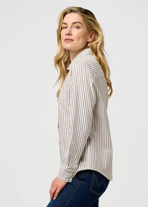 Wrangler One Pocket Shirt Cognac Stripe