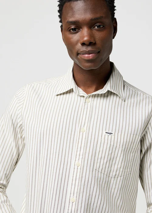 Wrangler One Pocket Shirt Green Oxford Stripe