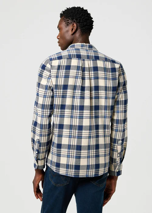 Wrangler One Pocket Shirt Light Indigo Check